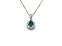 9ct Yellow Gold Emerald & Diamond Pendant & Chain