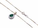 9ct Yellow Gold Emerald & Diamond Pendant & Chain