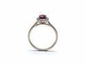 9ct Yellow Gold Ruby & Diamond Halo Cluster Ring