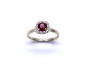 9ct Yellow Gold Ruby & Diamond Halo Cluster Ring