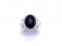 Silver Filigree Whitby Jet Ring