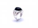 Silver Filigree Whitby Jet Ring