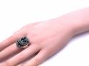 Silver Marcasite & Onyx Ring