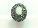 Silver Marcasite & Created Opal Ring