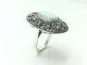 Silver Marcasite & Created Opal Ring