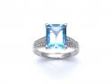 9ct White Gold Blue Topaz & Diamond Ring