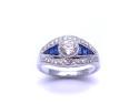 18ct White Gold Sapphire and Diamond Cluster Ring