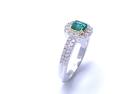 18ct White Gold Emerald & Diamond Cluster Ring