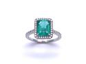 Platinum Emerald & Diamond Halo Ring