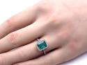 Platinum Emerald & Diamond Halo Ring