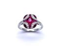 Platinum Art Deco Style Ruby & Diamond Ring