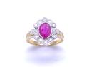 18ct Yellow Gold Ruby & Diamond Cluster Ring