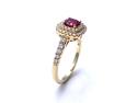 18ct Yellow Gold Ruby & Diamond Cluster Ring