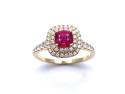 18ct Yellow Gold Ruby & Diamond Cluster Ring