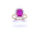 18ct Yellow Gold Ruby & Diamond Cluster Ring