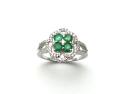 18ct White Gold Emerald & Diamond Ring 0.25ct