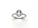 18ct White Gold Aquamarine & Diamond Halo Ring