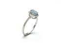 18ct White Gold Aquamarine & Diamond Halo Ring