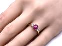 18ct Yellow Gold Ruby & Diamond 3 Stone Ring