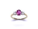 18ct Yellow Gold Ruby & Diamond 3 Stone Ring