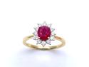 18ct Yellow Gold Ruby & Diamond Cluster Ring