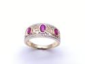 9ct Yellow Gold Ruby & Diamond Band Ring