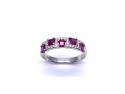 18ct White Gold Ruby & Diamond Band Ring