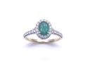 18ct Yellow Gold Emerald & Diamond Halo Ring