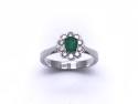 18ct White Gold Emerald & Diamond Halo Ring