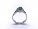 18ct White Gold Emerald & Diamond Halo Ring