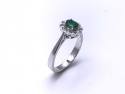 18ct White Gold Emerald & Diamond Halo Ring