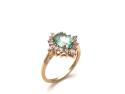 9ct Emerald & White Zircon Cluster Ring