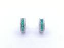 18ct White Gold Emerald & Diamond Hoop Earrings