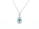 18ct White Gold Emerald & Diamond Pendant & Chain