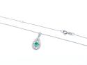 18ct White Gold Emerald & Diamond Pendant & Chain