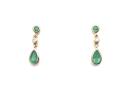 9ct Emerald & Diamond Drop Stud Earrings
