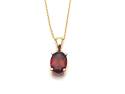 9ct Yellow Gold Garnet Solitaire Pendant & Chain