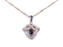 9ct Sapphire & Diamond Pendant & Chain