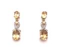 9ct Citrine & Diamond Drop Earrings