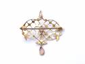 An Old Opal & Pearl Brooch & Pendant / Brass Pin