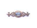 9ct Yellow Gold Blue Topaz Brooch