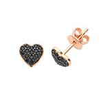 Silver Rose Gold Plate CZ Stud Earrings 6x6mm