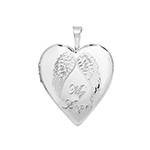 Silver Heart Shaped Wings Locket 21x18mm