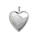 Silver Engraved Heart Shaped Locket 21x19mm