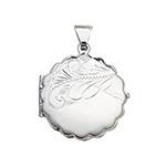 Silver Engraved Round FLower Shaped Locket 21mm