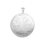 Silver Round Engraved Tree Of Life Locket 21mm