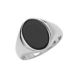 Silver Oval Onyx Signet Ring Size W