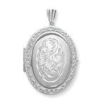 Silver Patterned Oval Family Locket 35x25mm