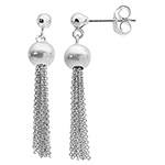 Silver Tassle Stud Earrings