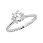 Silver CZ Solitaire Ring Size M